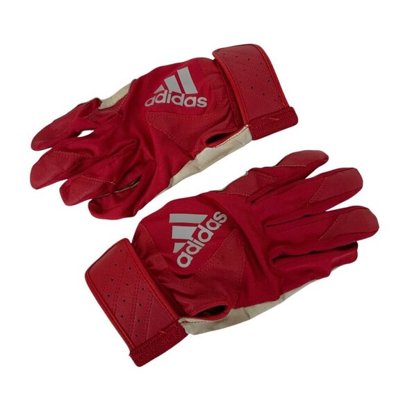 Adidas Red & White Batting Gloves Baseball Or Softball Youth Small - Picture 1 of 4